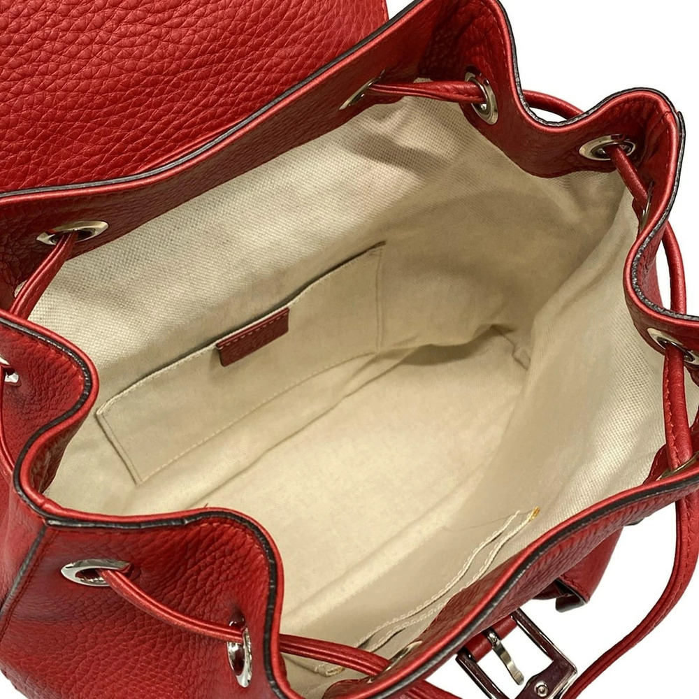 GUCCI Bamboo Backpack Rucksack Daypack Red Leather - Picture 7 of 7